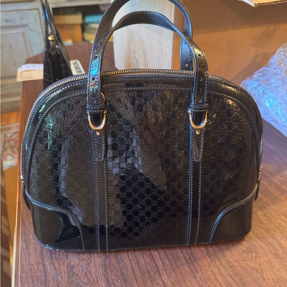 Authentic Gucci Black Patent Leather Bag